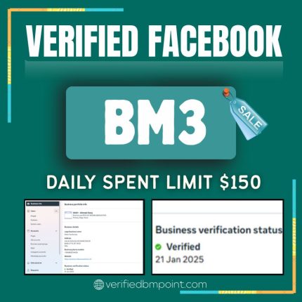 Buy Verified BM 3 | Facebook Business Manager | Dayli Spending Limit $150
